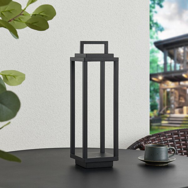 Lucande LED pentru exterior Mirina, negru, baterie reîncărcabilă, variator, reglabil, Negru, Metal, Modern
