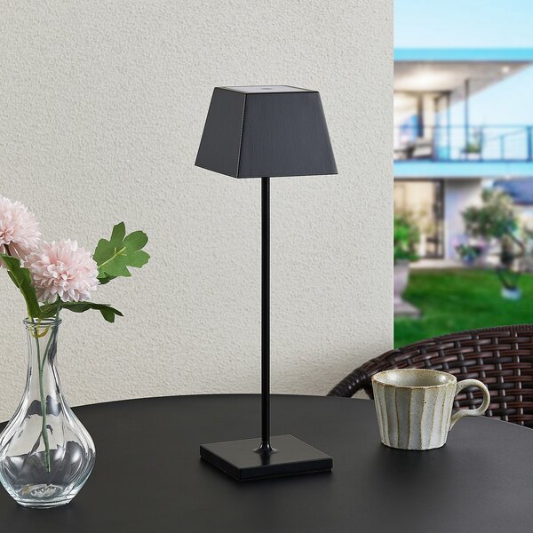 Lucande Patini lampă LED de masă exterior, negru, reglabil, Negru, Metal, Modern