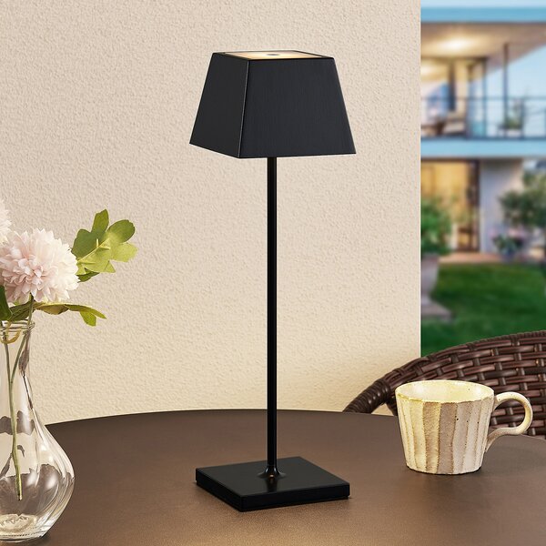 Lucande Patini lampă LED de masă exterior, negru, reglabil, Negru, Metal, Modern