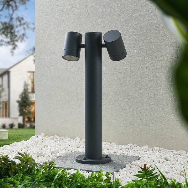 Lucande Maloney lampă cu soclu, 50 cm, antracit, IP54, reglabil, Negru, Metal, Modern