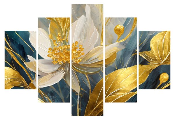 Tablou - Pictura de flori de aur (150x105 cm)