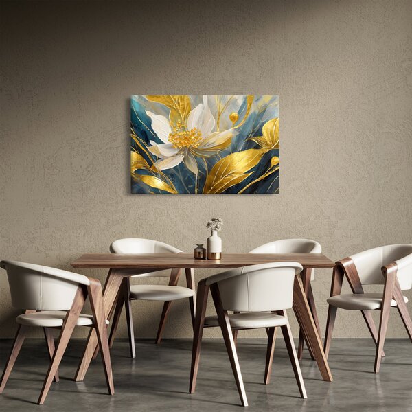 Tablou - Pictura de flori de aur (90x60 cm)