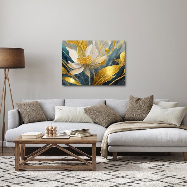 Tablou - Pictura de flori de aur (70x50 cm)