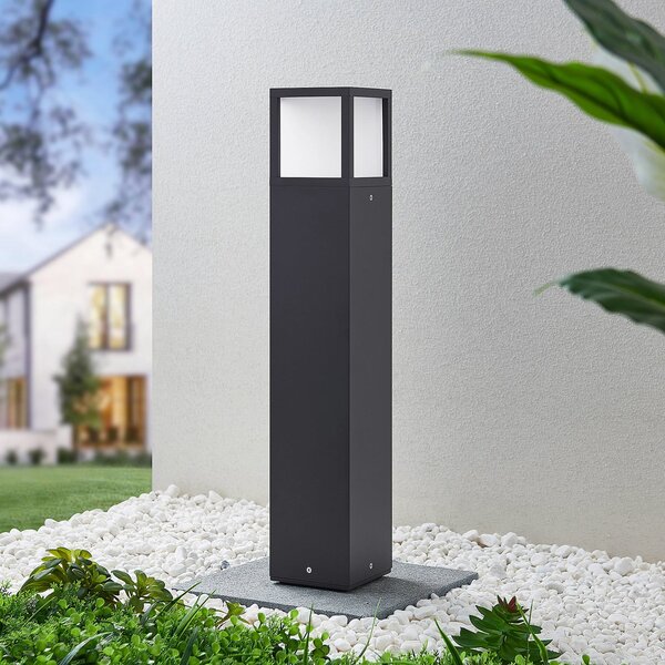 Lucande Bornă luminoasă LED Dewari, 65 cm, gri închis, IP54, Gri, Aluminiu, Modern