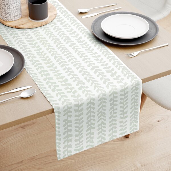 Goldea napron de masă 100% bumbac - frunze scandinave 20x120 cm