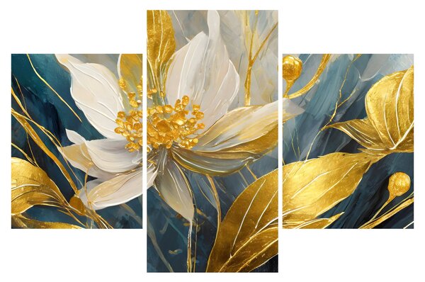 Tablou - Pictura de flori de aur (90x60 cm)