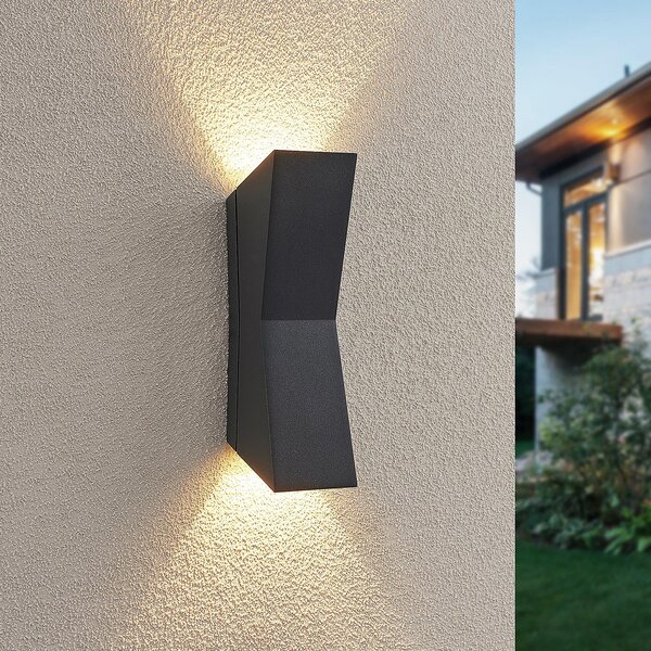 Lucande Maniela LED pentru exterior, sus/jos, Negru, Metal, Modern