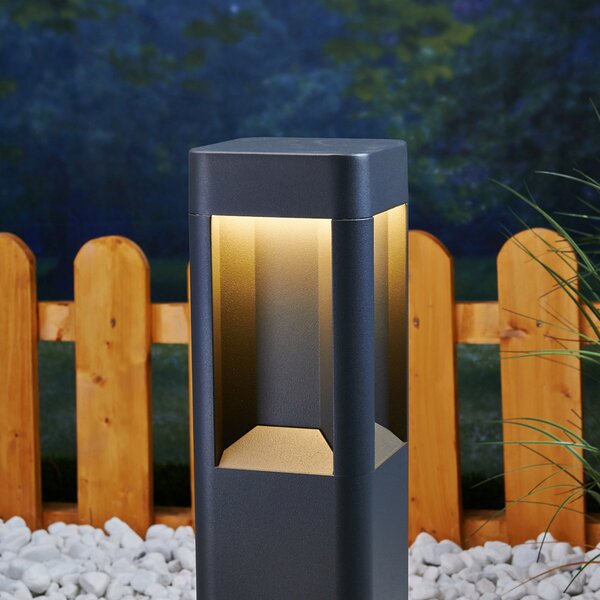 Lucande lampă cu soclu Annika, antracit, metal, 50 cm, Negru, Metal, Modern