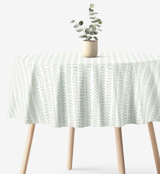 Goldea față de masă 100% bumbac - frunze scandinave - rotundă Ø 120 cm