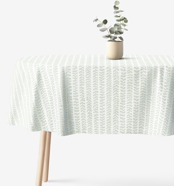 Goldea față de masă 100% bumbac - frunze scandinave - ovală 120 x 160 cm