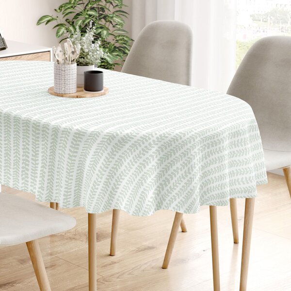 Goldea față de masă 100% bumbac - frunze scandinave - ovală 120 x 160 cm