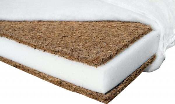 Saltea Patut Copii Fibra Cocos 120x60x10 cm Husa Detasabila, Lavabila,Antialergica