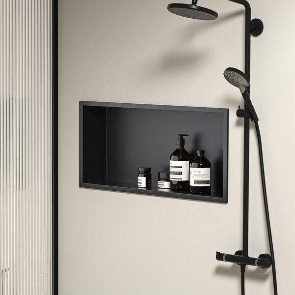 Raft baie incastrat perete 30x60 black matt