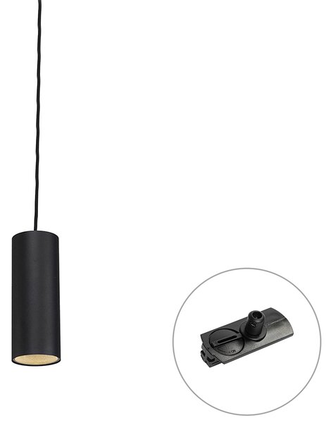 Lampă suspendată de design neagră, cu adaptor de șină inclus, monofazată - Iconic Tubo