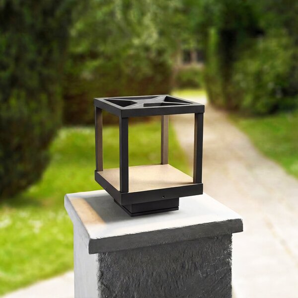 Lucande lampă cu soclu LED Lealan, negru, metal, 23 cm, IP54, Negru, Aluminiu, Modern