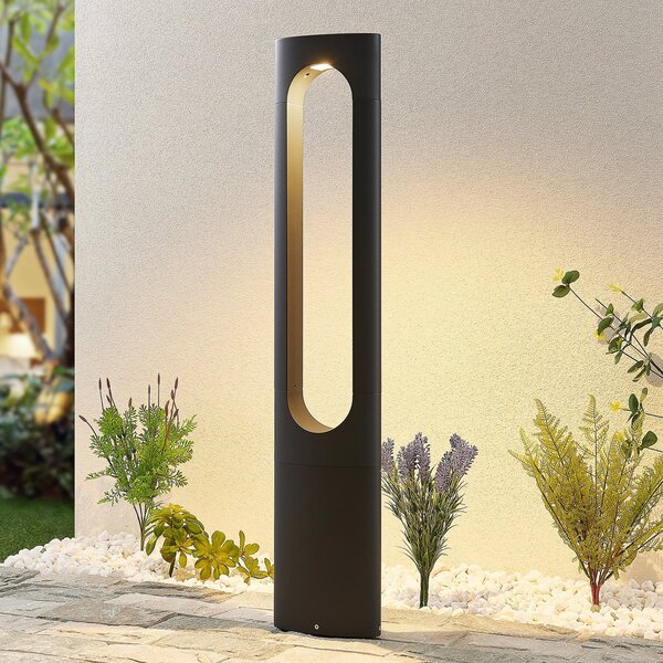 Lucande bornă luminoasă LED Fenti, 90 cm, antracit, aluminiu, Negru, Metal, Modern