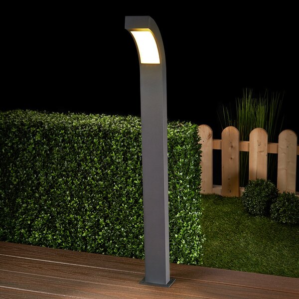 Lucande bornă luminoasă LED Lennik, 100 cm, antracit, metal, Negru, Aluminiu, Modern