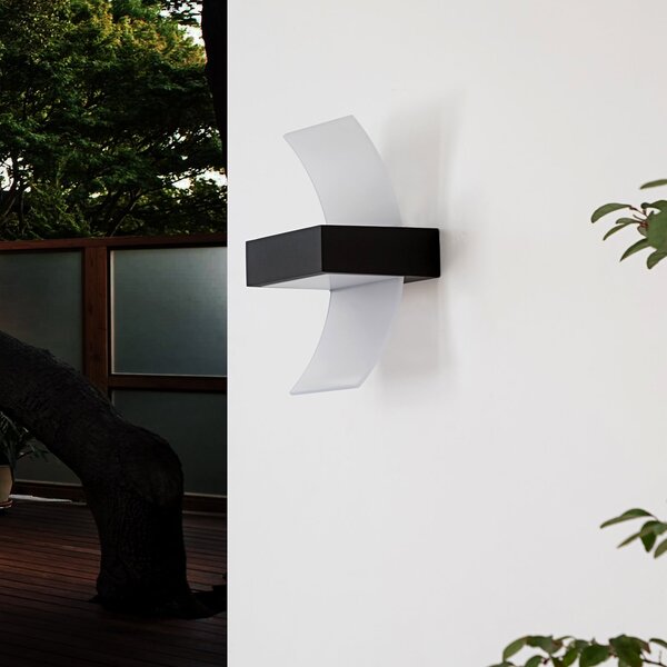 Lucande Aplică LED de exterior curbă Skadi, Gri, Metal, Modern