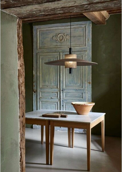 Lustră Pendul Forestier, Thésée, reglabil, Maro / Rugină, Sala de mese, Țesătură / Textil