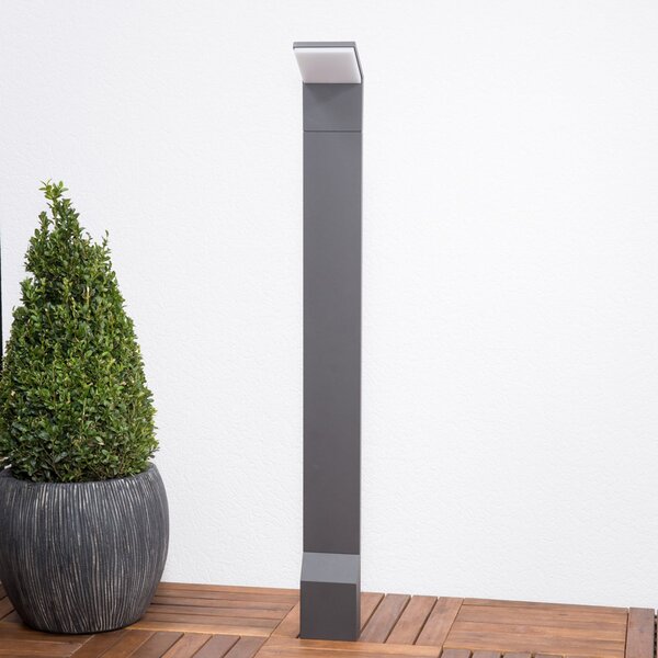 Lucande Bornă luminoasă LED Nevio, antracit, metal, 100 cm, Negru, Metal, Modern