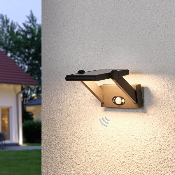 Lucande Aplică LED de exterior Valerian, solară, Negru, Metal, Modern