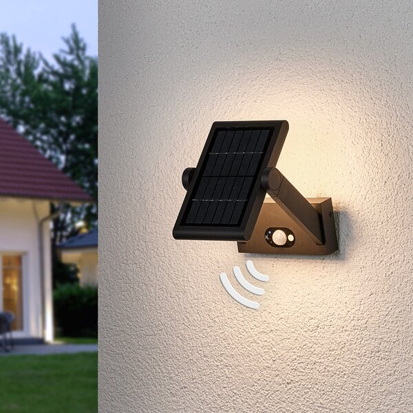 Lucande Aplică LED de exterior Valerian, solară, Negru, Metal, Modern