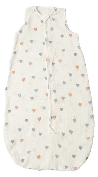 Set 2 saci de dormit de vara pentru copii din muselina dubla 3-18 Kidizi Color Hearts, 0.3 tog