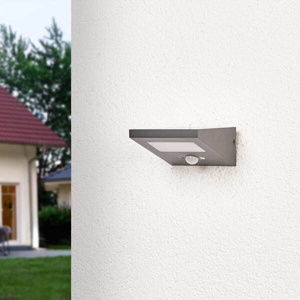 Lucande Aplică solară de exterior Felin cu emisie în jos, Gri, Metal, Modern