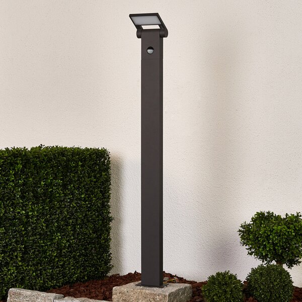 Lucande Lampă LED stâlpișor Marius cu senzor, 100 cm, Negru, Metal, Modern