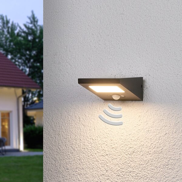 Lucande Aplică solară de exterior Felin cu emisie în jos, Gri, Metal, Modern