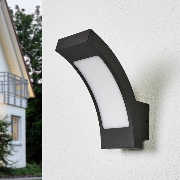 Lucande LED lampă de perete pentru exterior Juvia, 19 cm, antracit, IP54, Negru, Metal, Modern