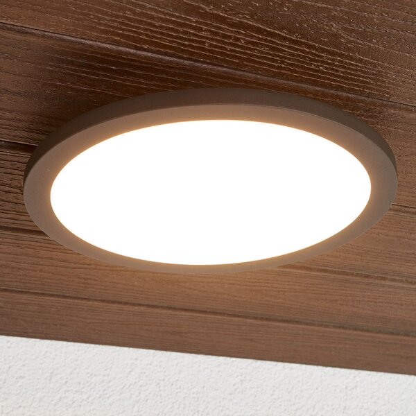 Lucande LED plafonieră de exterior Malena, detector mișcare, IP65, Negru, Aluminiu, Modern