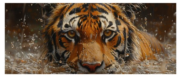 Tablou - Portret de tigru în apă (120x50 cm)
