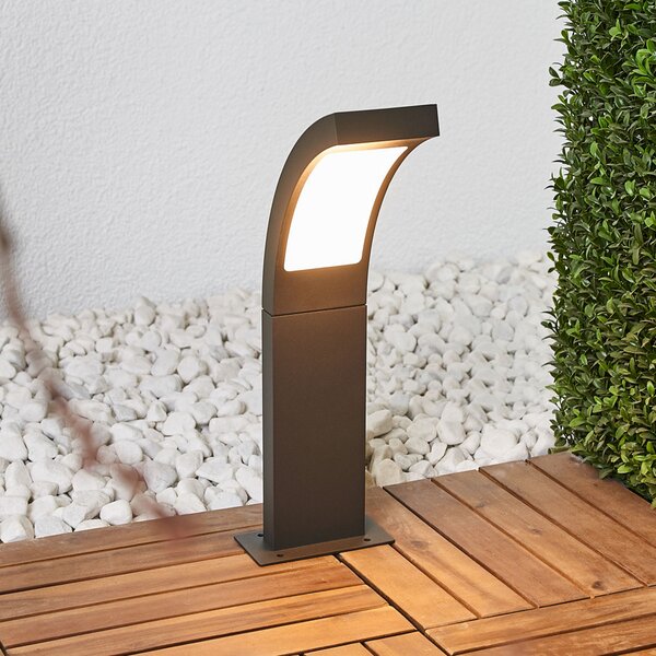 Lucande Lampă cu soclu LED Juvia, 40 cm, antracit, IP54, Negru, Aluminiu, Modern