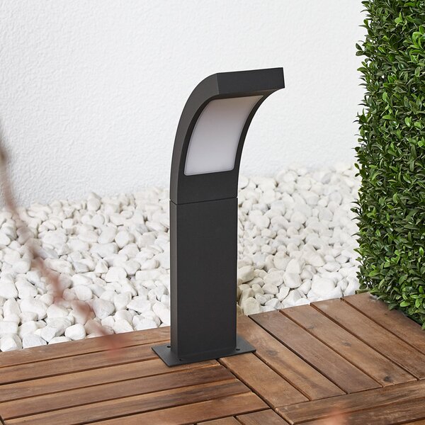 Lucande Lampă cu soclu LED Juvia, 40 cm, antracit, IP54, Negru, Aluminiu, Modern
