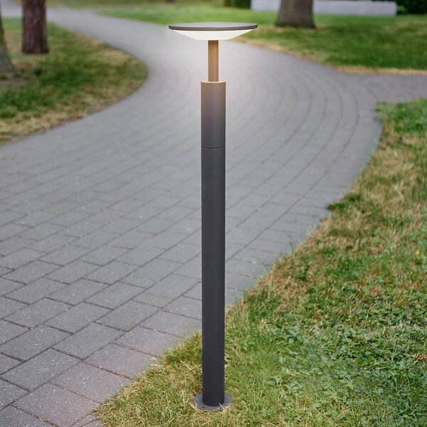 Lucande bornă luminoasă LED Fenia, 100 cm, antracit, IP65, Negru, Aluminiu, Modern