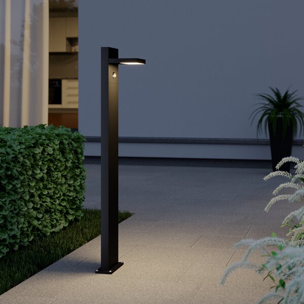 Lucande Bornă luminoasă LED Silvan, antracit, 100 cm, cu senzor, Negru, Aluminiu, Modern