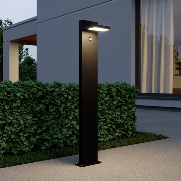 Lucande Bornă luminoasă LED Silvan, antracit, 100 cm, cu senzor, Negru, Aluminiu, Modern