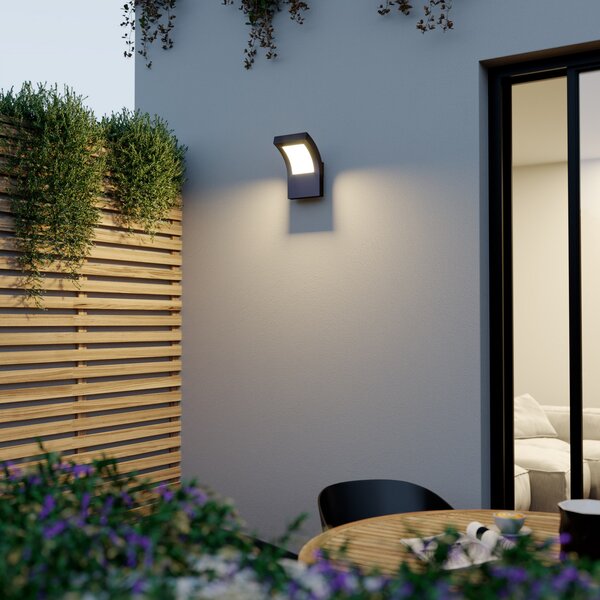 Arcchio LED lampă de perete pentru exterior Advik, IP65, antracit, metal, Negru, Aluminiu, Modern