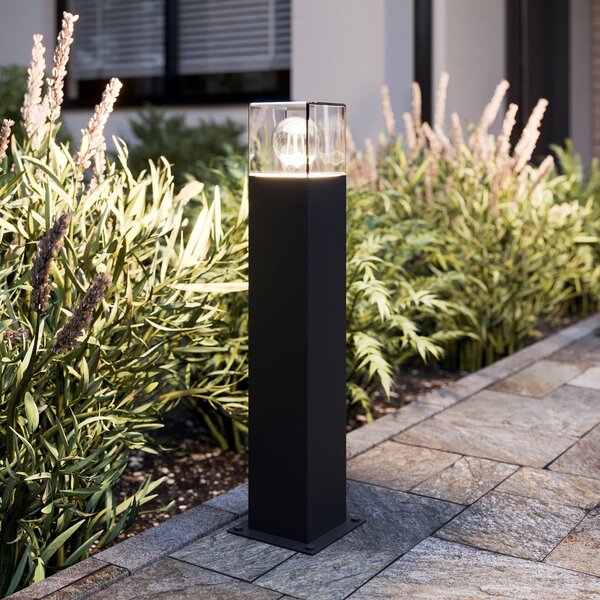 Lucande Keke lampă cu soclu, înălțime 50 cm, antracit, aluminiu, reglabil, Negru, Metal, Modern