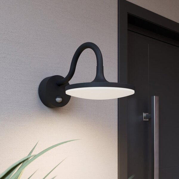 Arcchio Fineria aplică LED de exterior cu senzor, Negru, Metal, Modern