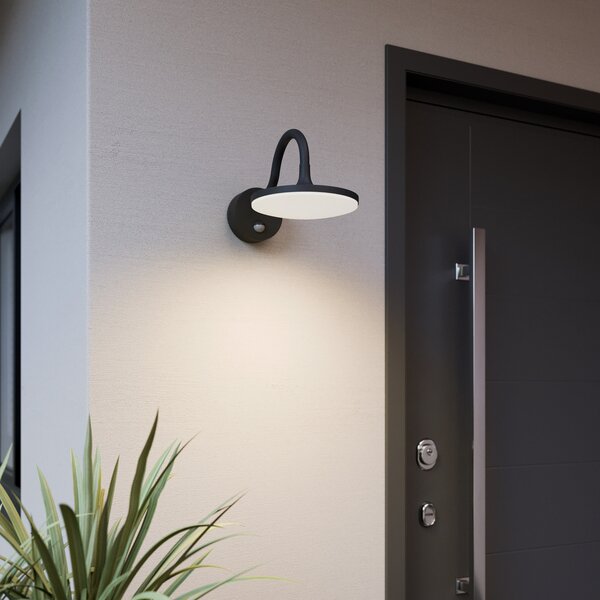 Arcchio Fineria aplică LED de exterior cu senzor, Negru, Metal, Modern
