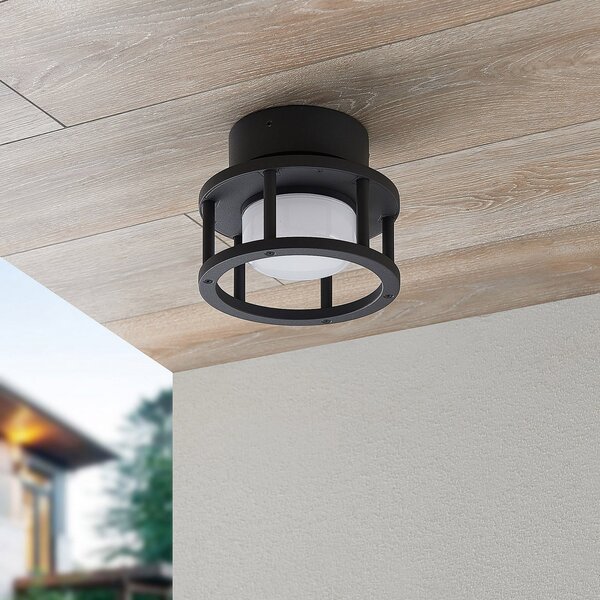 Lucande Plafonieră de exterior Berenike, Ø 17 cm, gri, GX53, reglabil, Gri, Aluminiu, Modern