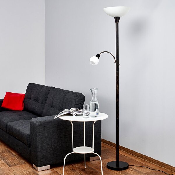 Lindby Lampadar Elaina, lumină de lectură, culoare rugină, 180 cm, E27, Maro / Rugină, Camera de zi / sufragerie, Metal, Modern, Lumină de lectură