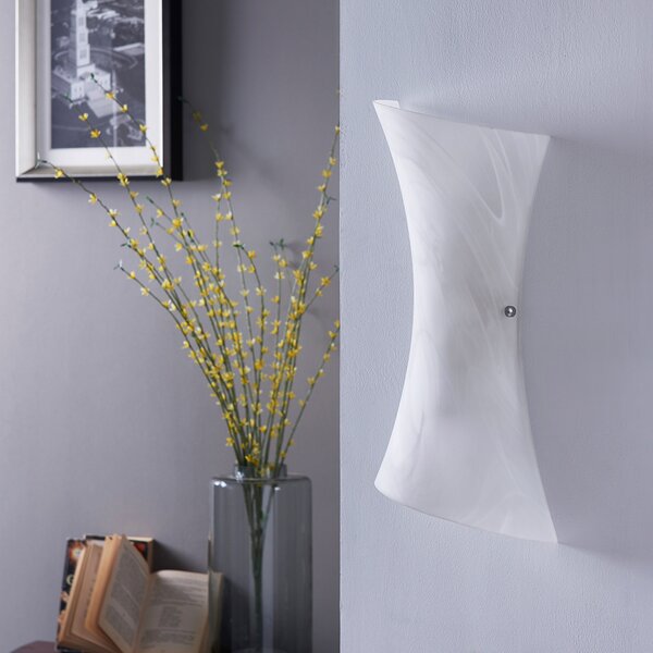 Lindby Aplică de perete Ebba, înălțime 39 cm, alabastru alb, sticlă, reglabil, Alb, Hol, Metal, Modern