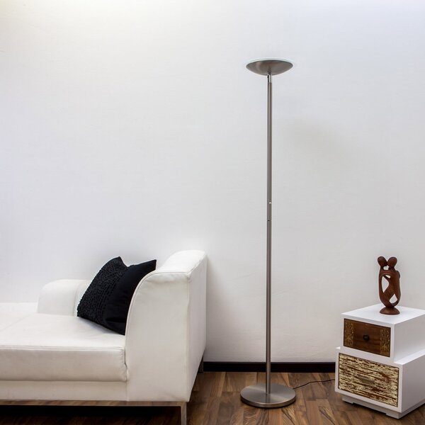 Lindby Lampadar LED Malea, culoare nichel, dimabil, 180 cm, reglabil, Metalic, Camera de zi / sufragerie, Metal, Modern