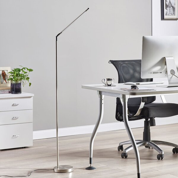 Lindby Lampadar LED Jabbo, 163 cm, nichel, metal, Gri, Studiu / Birou, Metal, Modern