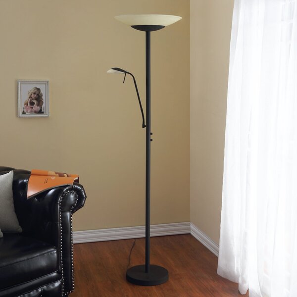 Lindby Lampadar LED Ragna, cu lumină de citit, maro închis, dimabil, reglabil, Maro / Rugină, Camera de zi / sufragerie, Metal, Modern, Lumină de lectură