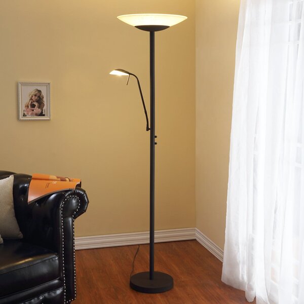 Lindby Lampadar LED Ragna, cu lumină de citit, maro închis, dimabil, reglabil, Maro / Rugină, Camera de zi / sufragerie, Metal, Modern, Lumină de lectură