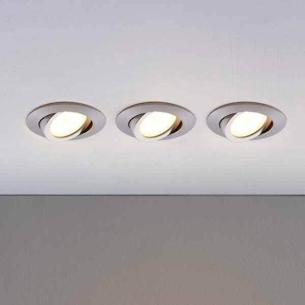 Lindby Spot încastrat cu LED Andrej, rotund, aluminiu, set de 3, Metalic, Camera de zi / sufragerie, Plastic, Modern, Corpuri de iluminat încastrate rotunde